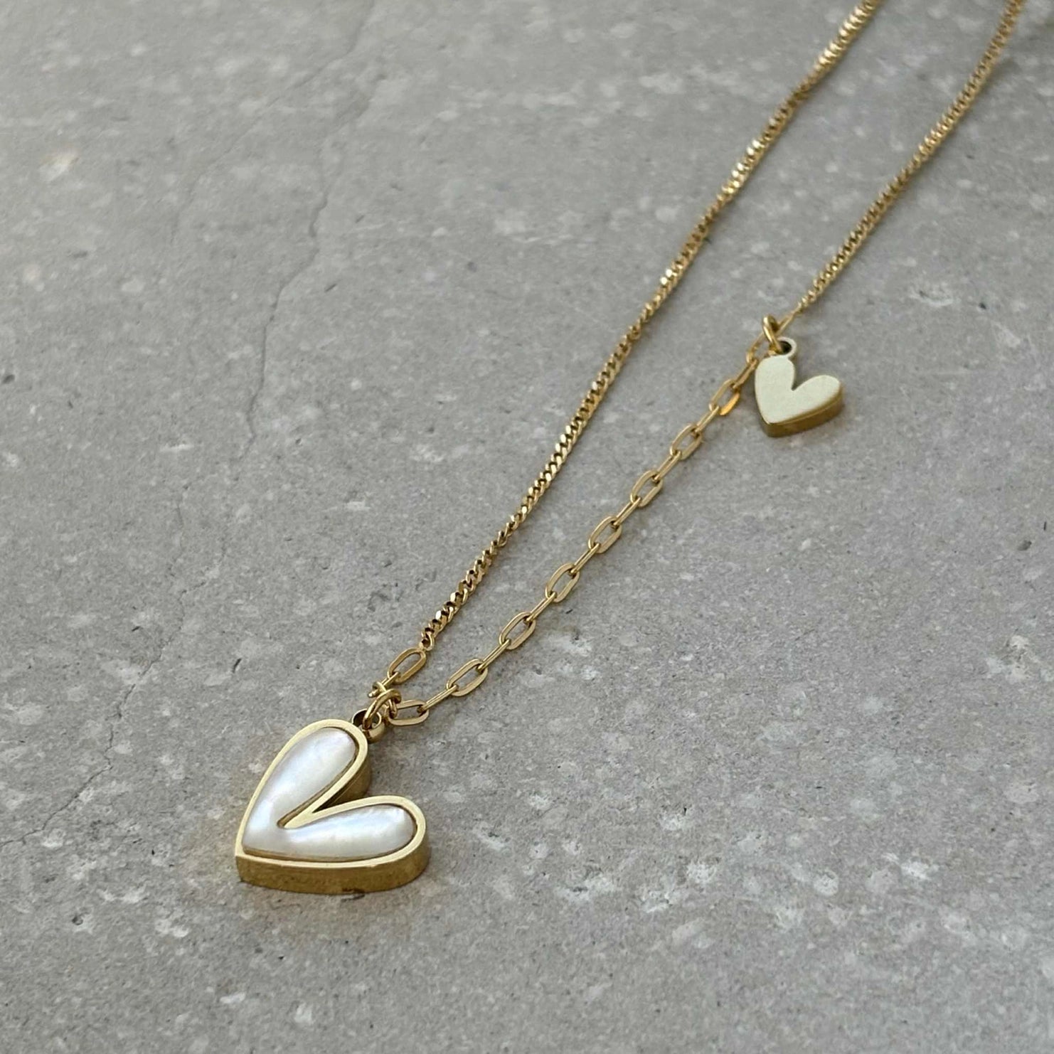 Gold Pearlescent Heart Necklace