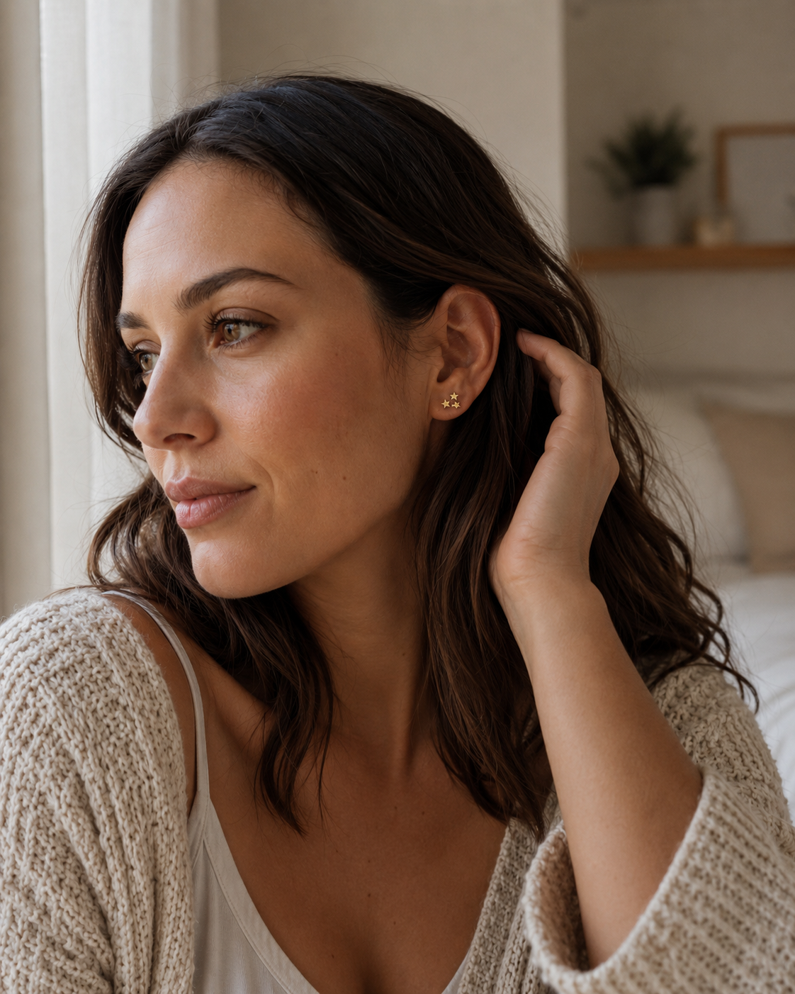 Gold Star Cluster Stud Earrings