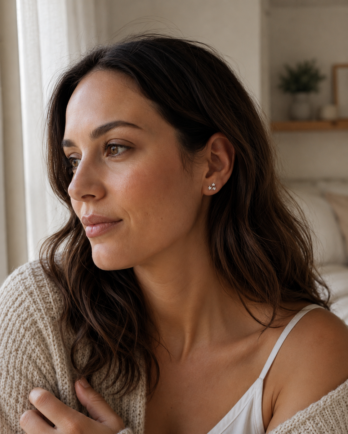 Silver Star Cluster Stud Earrings