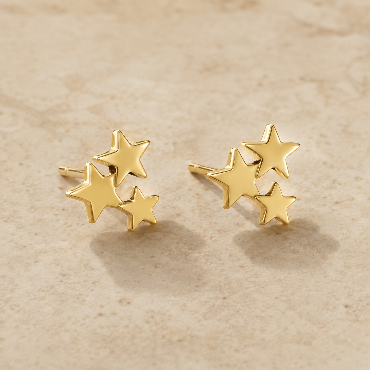 Gold Star Cluster Stud Earrings