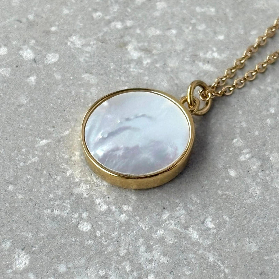 Gold Moon & Star Pearlescent Necklace