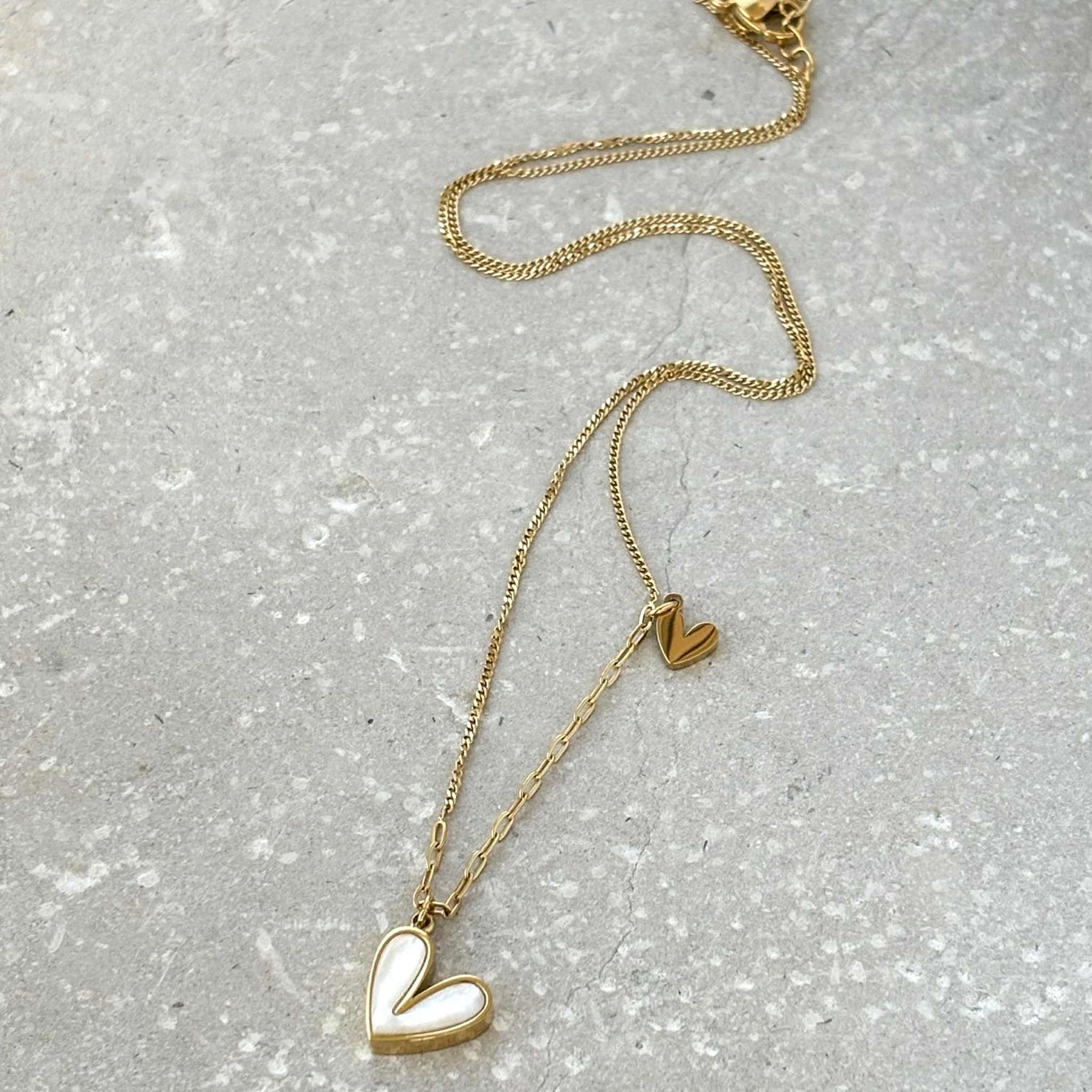 Gold Pearlescent Heart Necklace