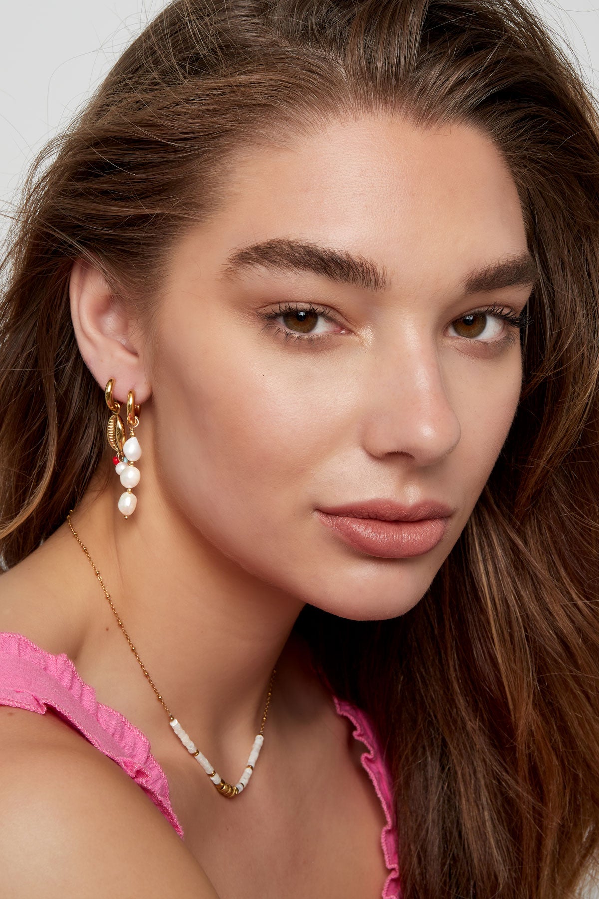 Tri-pearl Gold Drop Earrings