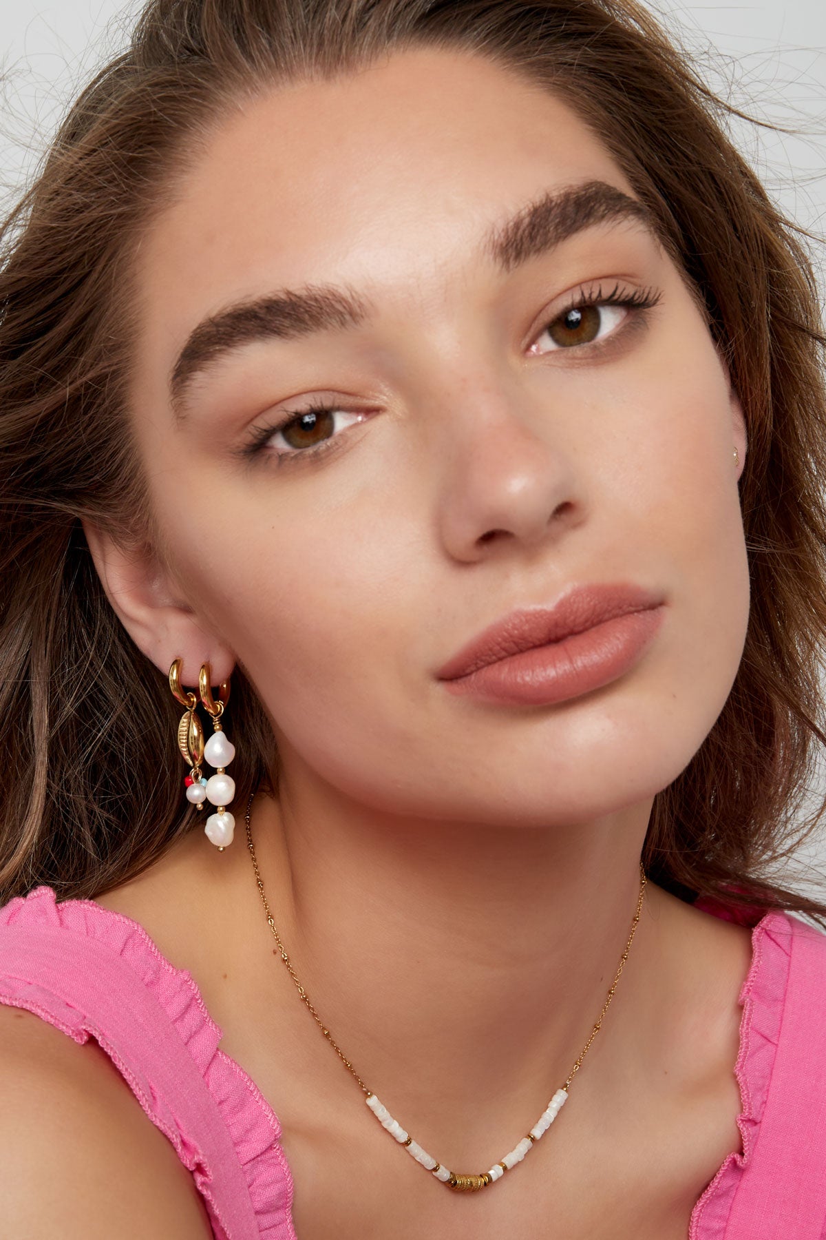 Tri-pearl Gold Drop Earrings