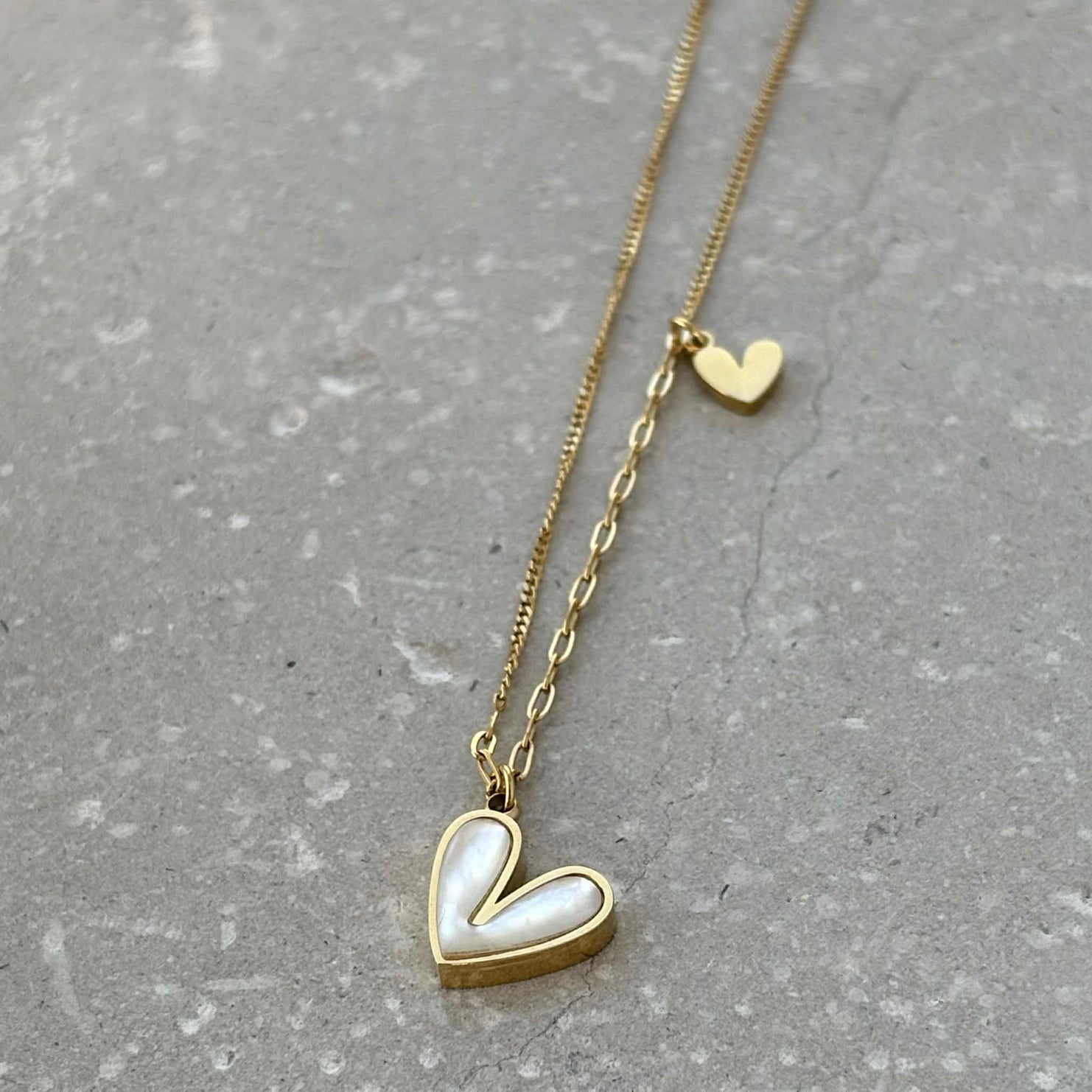 Gold Pearlescent Heart Necklace