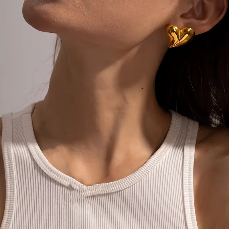 Large Gold Heart Earrings