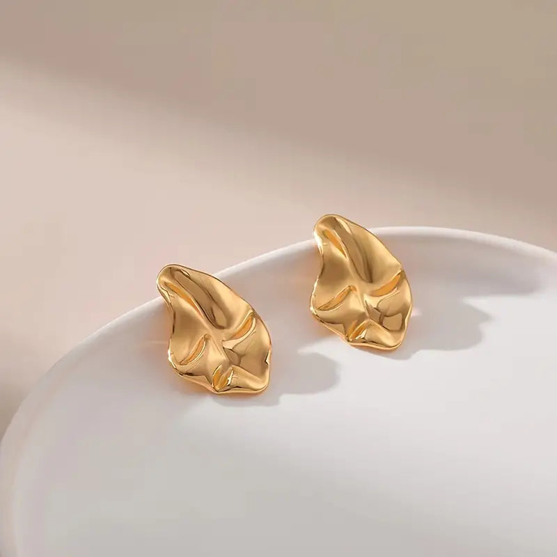 Gold Asymmetric Metallic Earrings