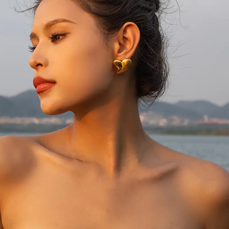 Large Gold Heart Earrings