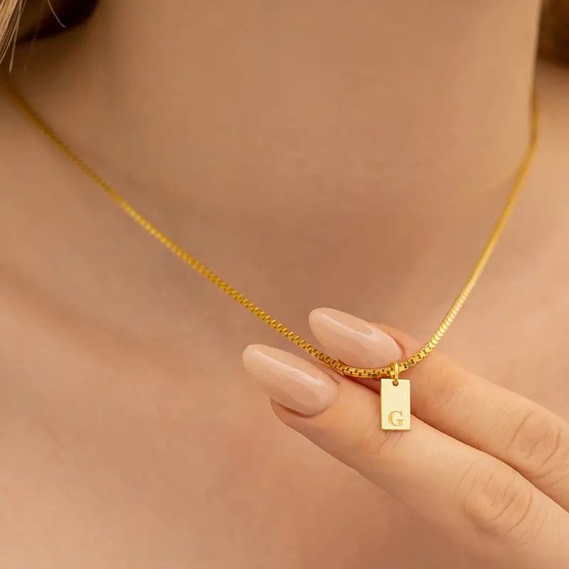 Gold Sheet Letter Pendant Necklace