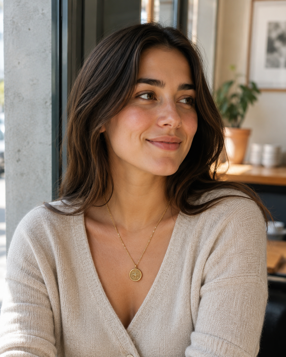 Gold Wax Seal Starburst Necklace