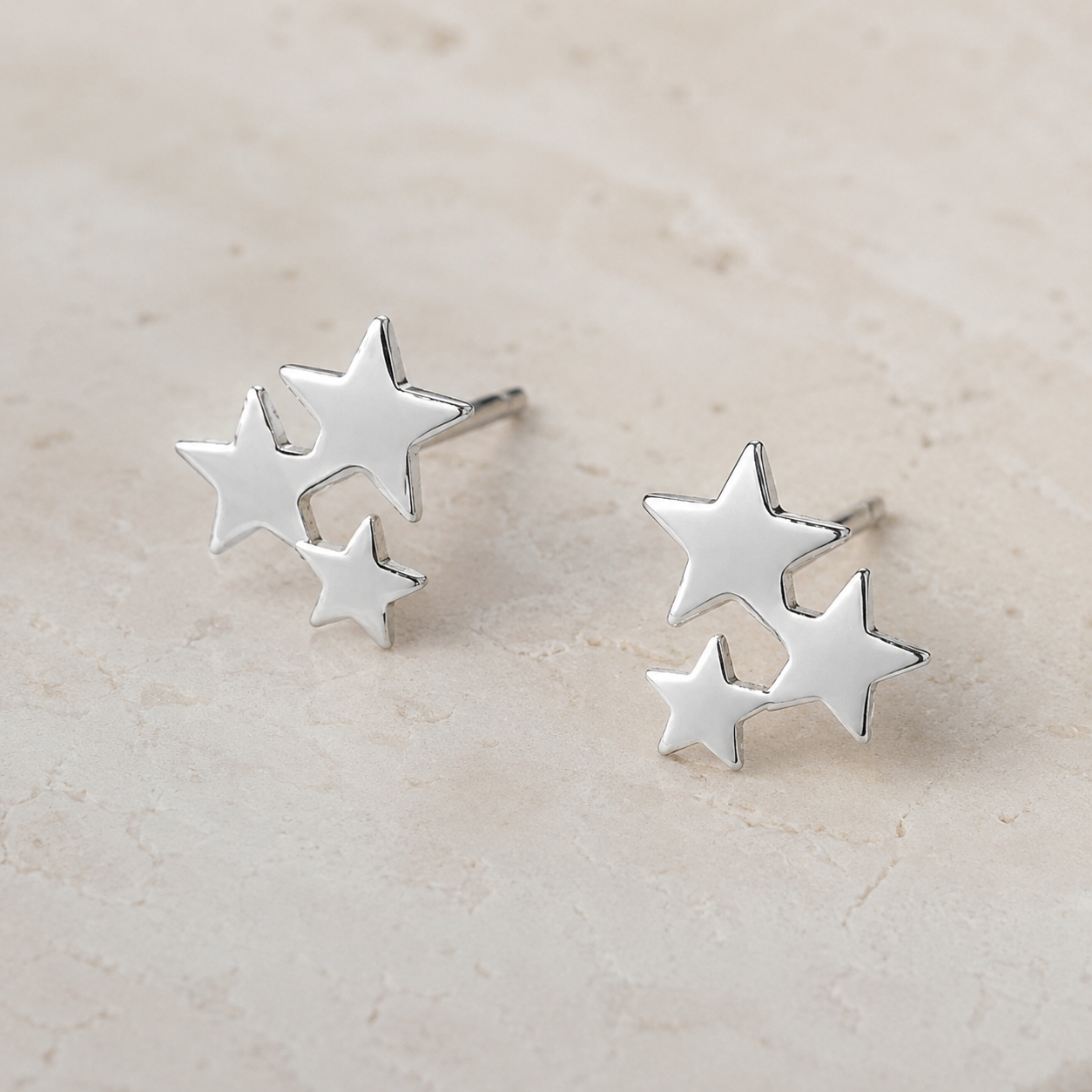 Silver Star Cluster Stud Earrings