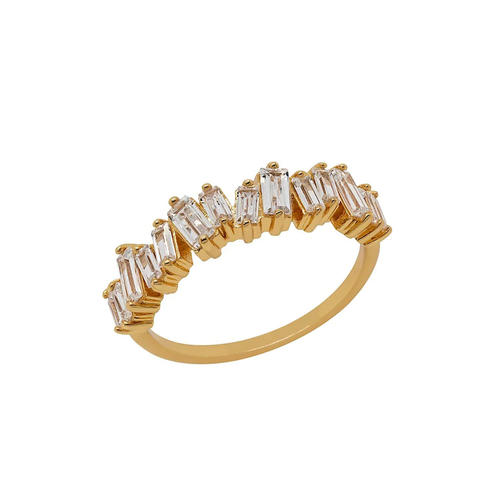 Embellished Baguette Ring Gold